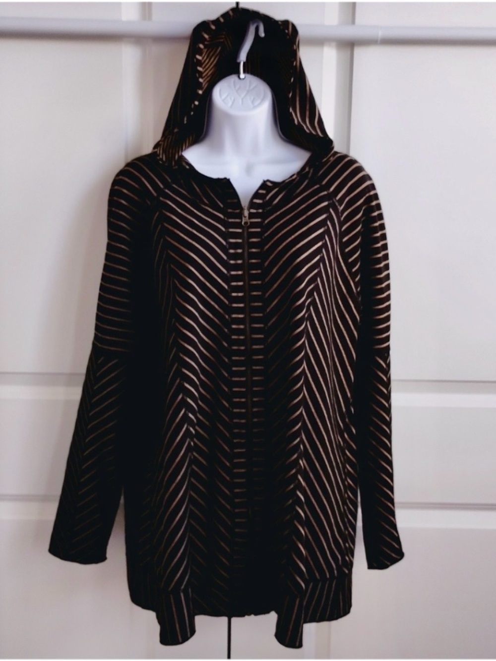❤️ Lynn Ritchie Lightweight Striped Zip-Up Hoodie XL